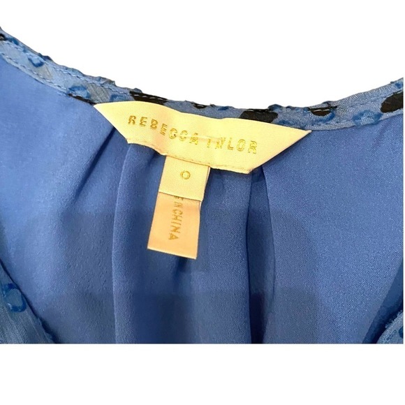 Rebecca Taylor Womens Nova Dot Clip Silk Wrap Mini Dress Long Sleeve Blue Size 0 - Picture 10 of 13